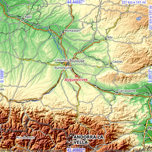 Topographic map of Ayguesvives