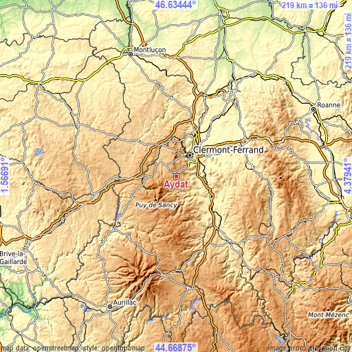 Topographic map of Aydat