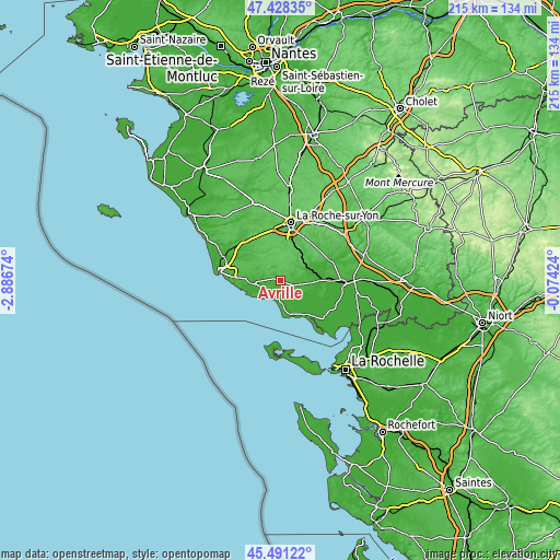 Topographic map of Avrillé