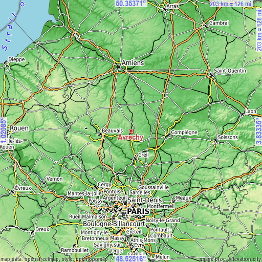 Topographic map of Avrechy