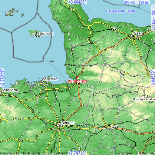 Topographic map of Avranches