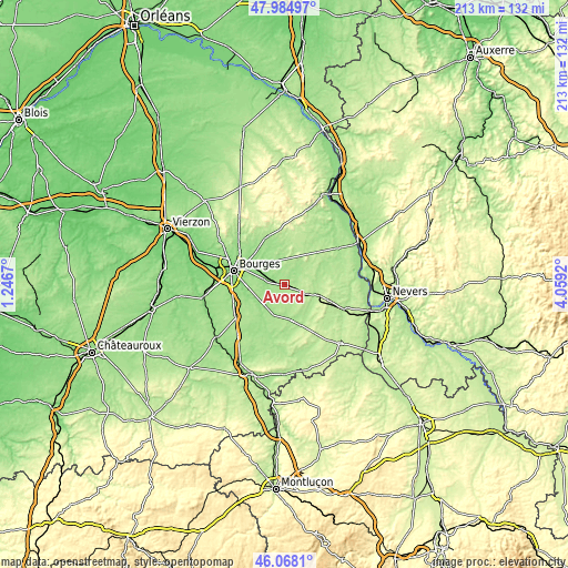 Topographic map of Avord