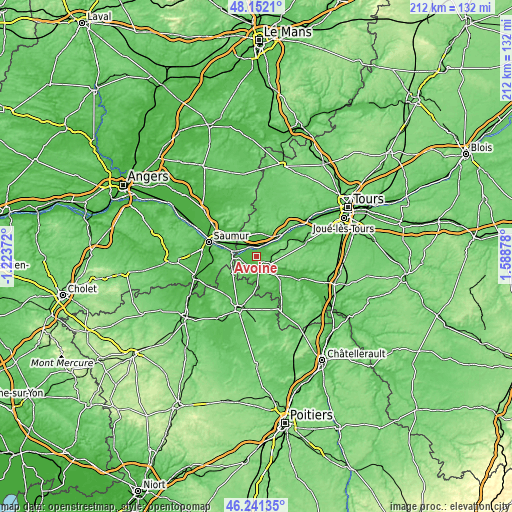 Topographic map of Avoine