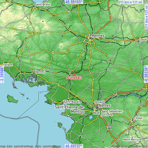 Topographic map of Avessac