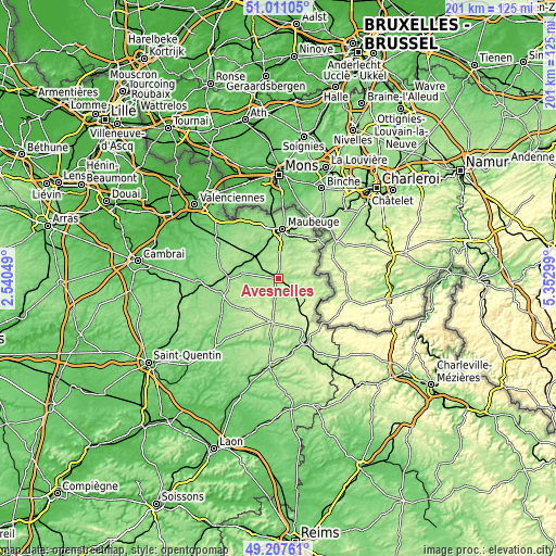 Topographic map of Avesnelles