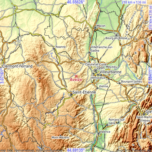 Topographic map of Aveize