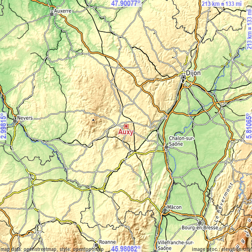 Topographic map of Auxy