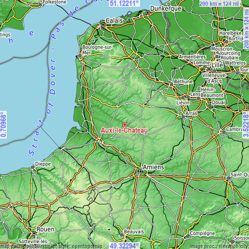 Topographic map of Auxi-le-Château