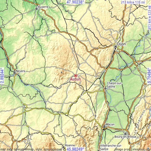 Topographic map of Autun