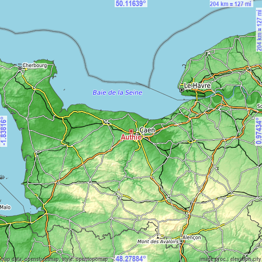 Topographic map of Authie