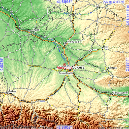 Topographic map of Aussonne