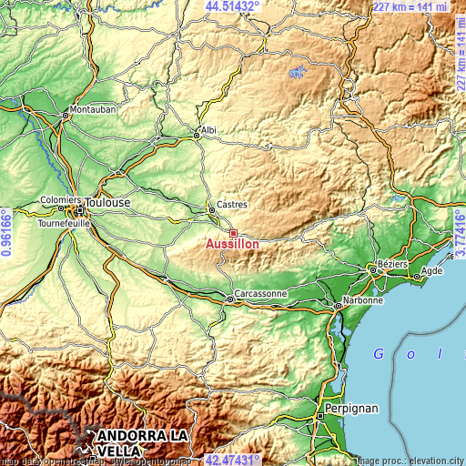 Topographic map of Aussillon