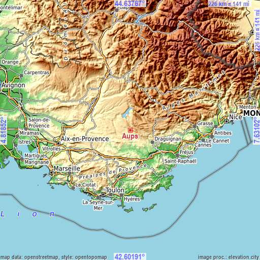 Topographic map of Aups