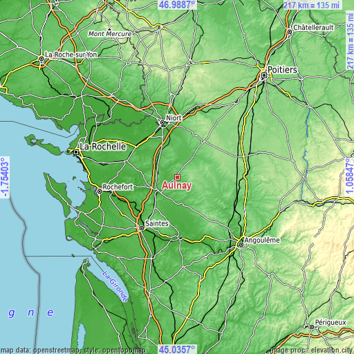 Topographic map of Aulnay