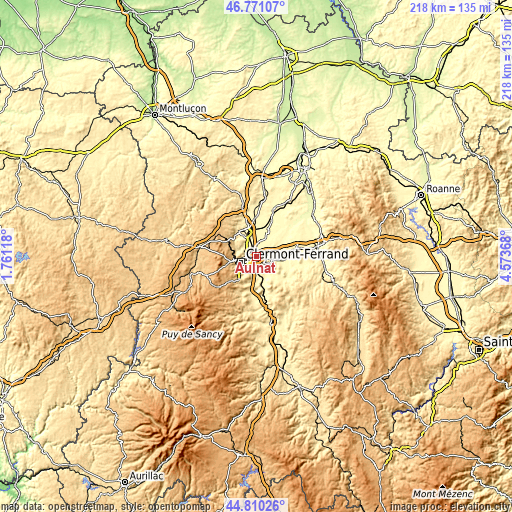 Topographic map of Aulnat