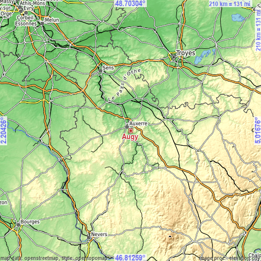 Topographic map of Augy