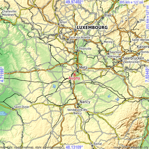 Topographic map of Augny