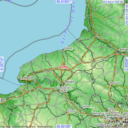 Topographic map of Auffay