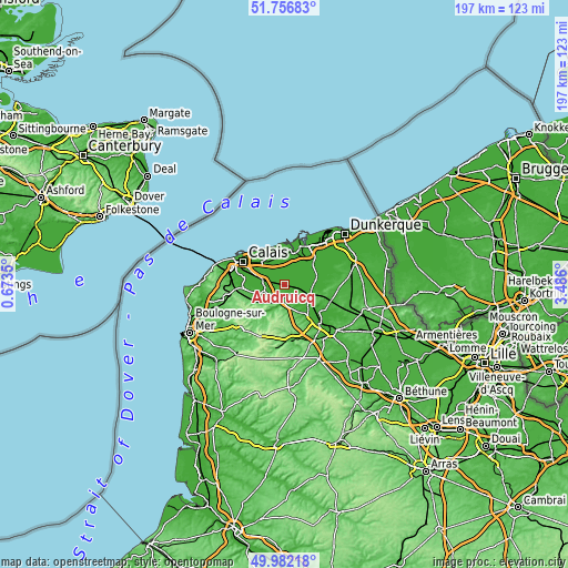 Topographic map of Audruicq