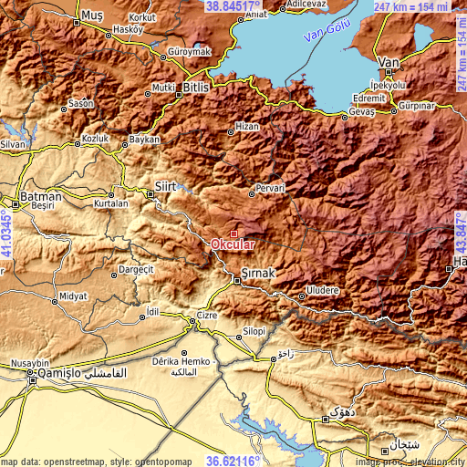 Topographic map of Okçular