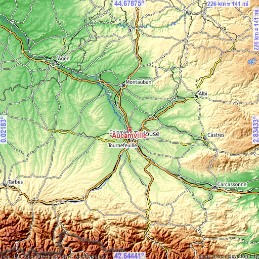 Topographic map of Aucamville