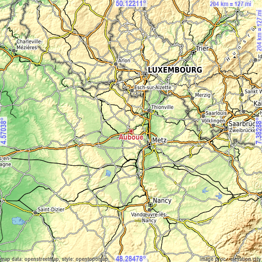 Topographic map of Auboué