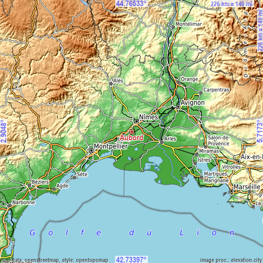 Topographic map of Aubord
