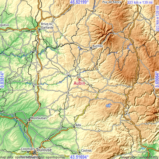 Topographic map of Aubin