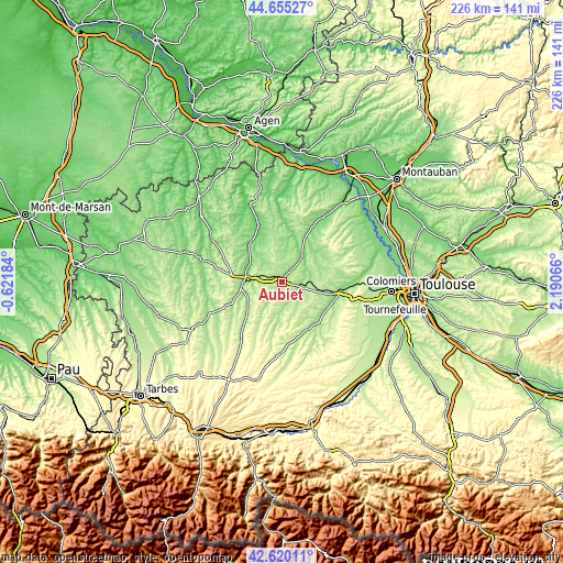 Topographic map of Aubiet