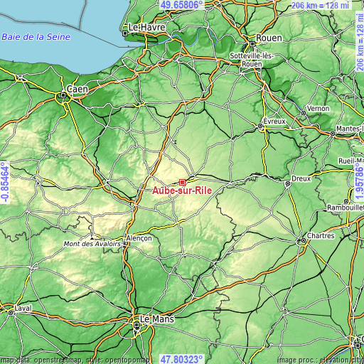 Topographic map of Aube-sur-Rîle