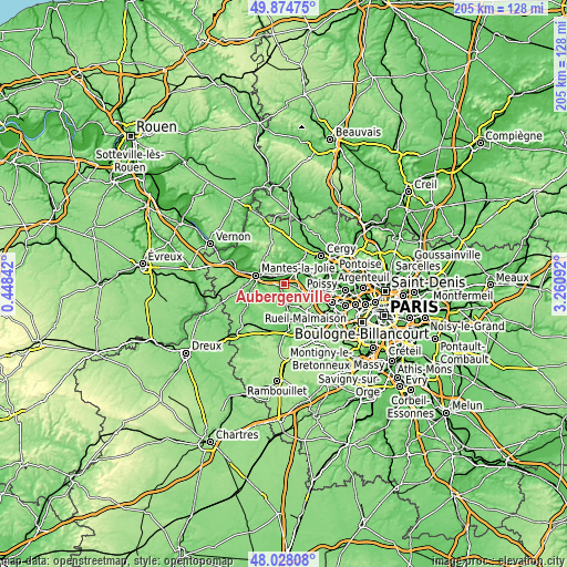 Topographic map of Aubergenville