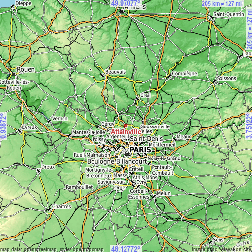 Topographic map of Attainville