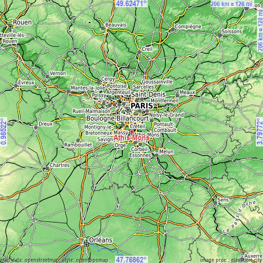 Topographic map of Athis-Mons