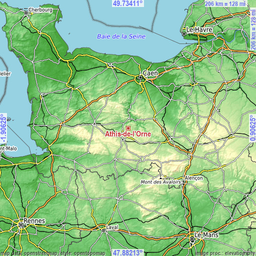 Topographic map of Athis-de-l'Orne