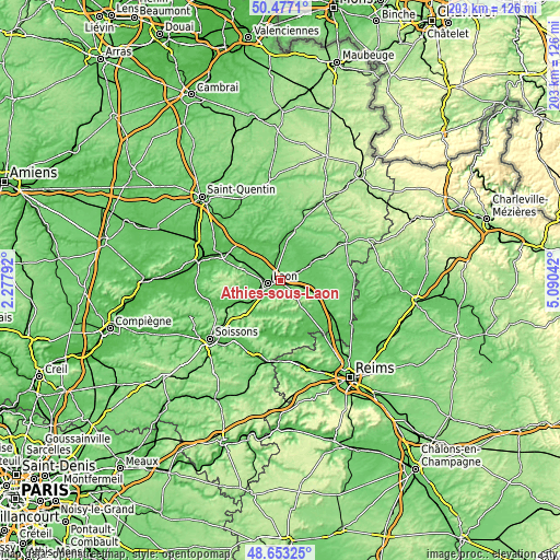 Topographic map of Athies-sous-Laon