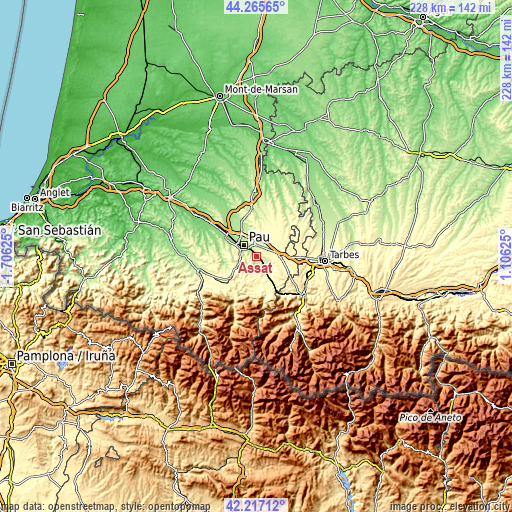 Topographic map of Assat