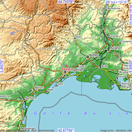 Topographic map of Assas