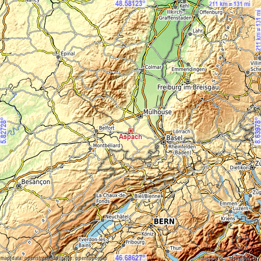 Topographic map of Aspach