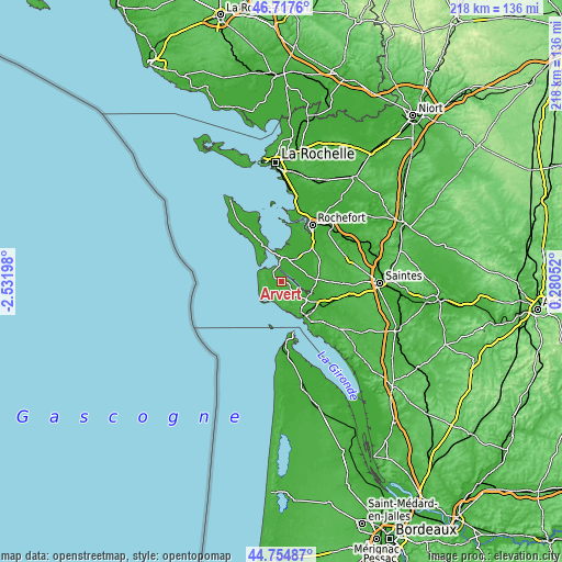 Topographic map of Arvert