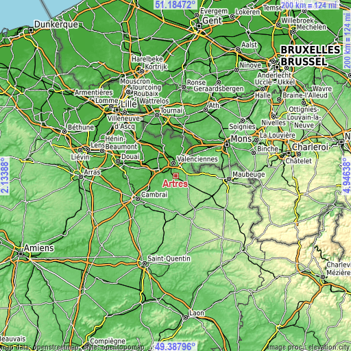 Topographic map of Artres