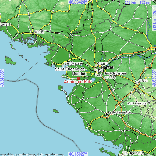 Topographic map of Arthon-en-Retz