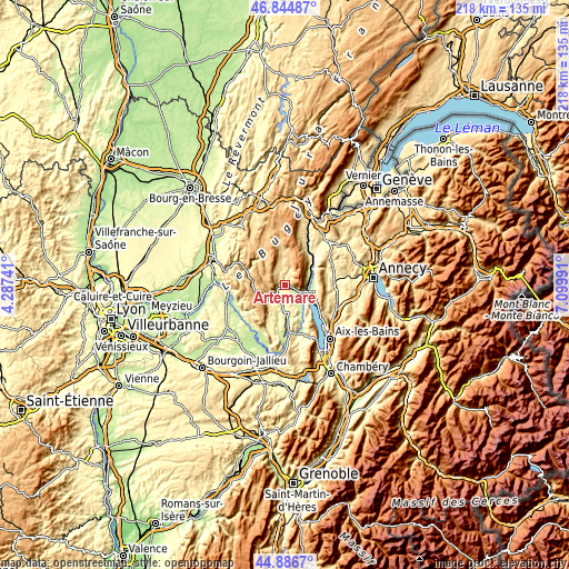 Topographic map of Artemare