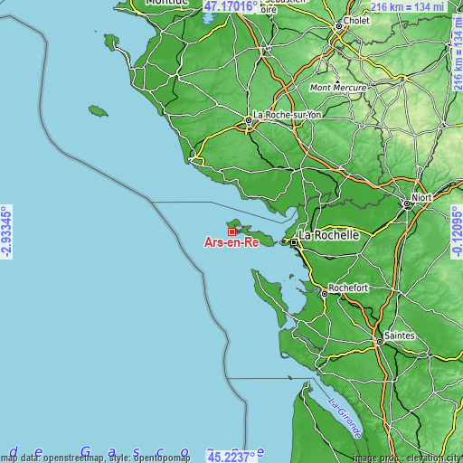 Topographic map of Ars-en-Ré