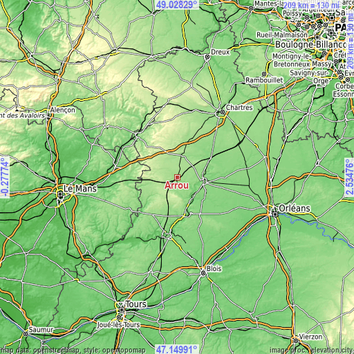 Topographic map of Arrou