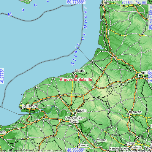 Topographic map of Arques-la-Bataille