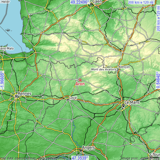 Topographic map of Aron