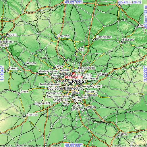 Topographic map of Arnouville