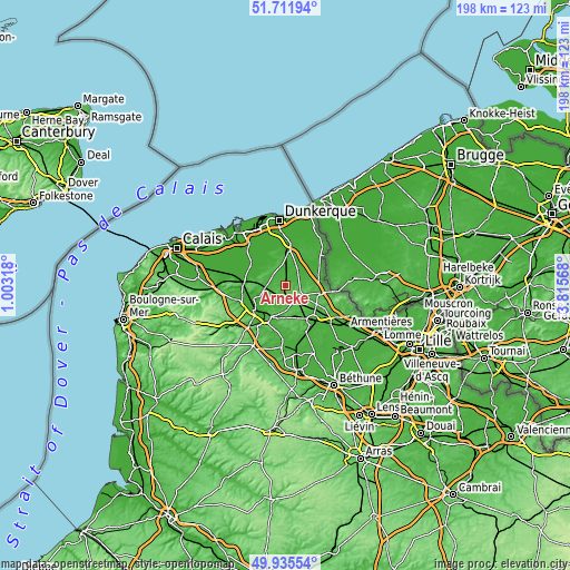 Topographic map of Arnèke