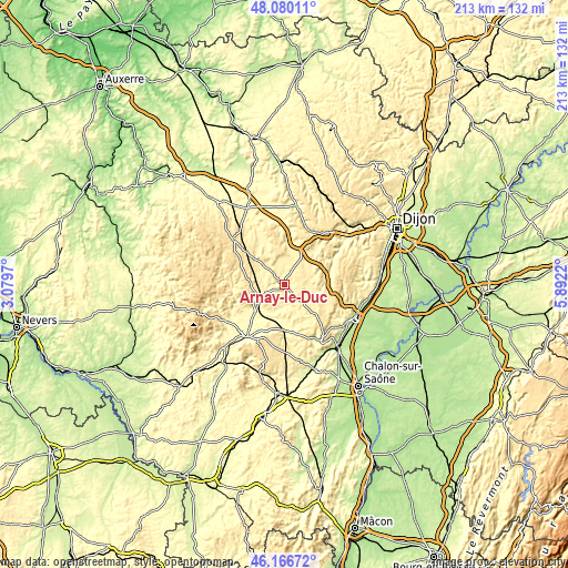 Topographic map of Arnay-le-Duc