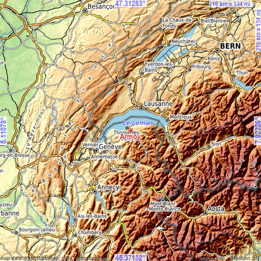 Topographic map of Armoy